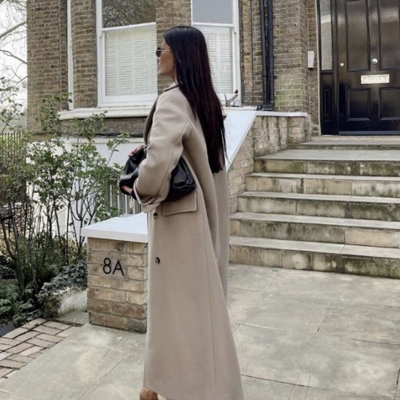 ZARA WOMEN NEW OVERSIZED DOUBLE BREASTED WOOL BLEND COAT GRAY 2578/747 X… - Picture 7 of 15